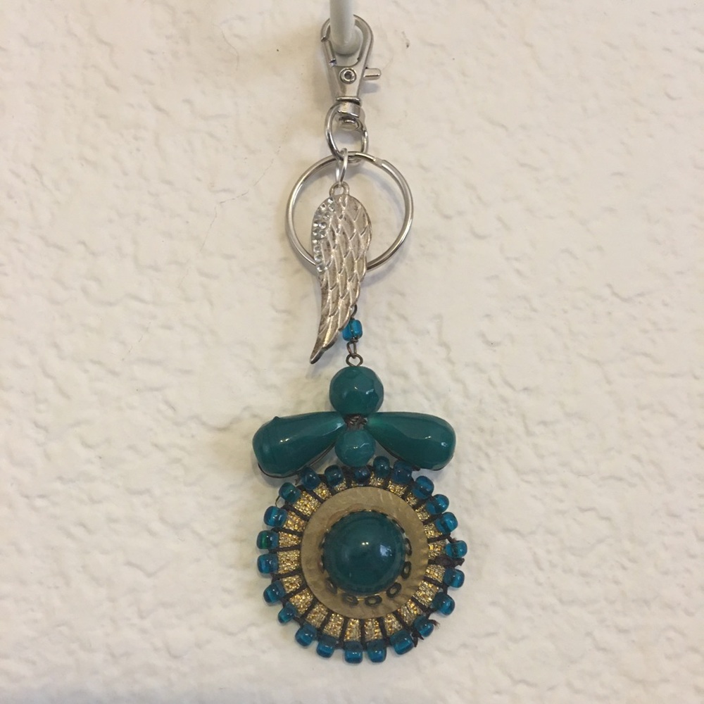 Vintage repurpose salvaged estate gem keychain